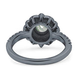 Art Deco Round Natural Stone Floral Ring
