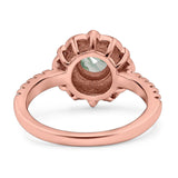 Art Deco Round Natural Stone Floral Ring