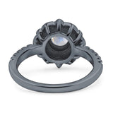 Art Deco Round Natural Stone Floral Ring