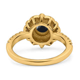 Art Deco Round Natural Stone Floral Ring