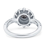 Art Deco Round Natural Stone Floral Ring