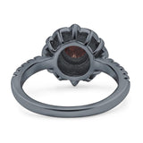 Art Deco Round Natural Stone Floral Ring