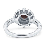 Art Deco Round Natural Stone Floral Ring