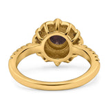 Art Deco Round Natural Stone Floral Ring