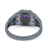 Cushion Cut Halo Round Natural Stone Ring