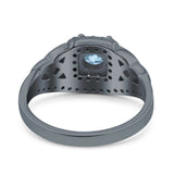 Cushion Cut Halo Round Natural Stone Ring