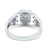 Cushion Cut Halo Round Natural Stone Ring