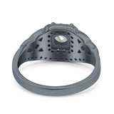 Cushion Cut Halo Round Natural Stone Ring