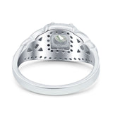 Cushion Cut Halo Round Natural Stone Ring