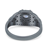 Cushion Cut Halo Round Natural Stone Ring