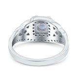 Cushion Cut Halo Round Natural Stone Ring