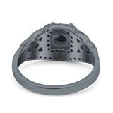 Cushion Cut Halo Round Natural Stone Ring