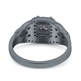 Cushion Cut Halo Round Natural Stone Ring