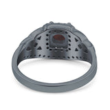 Cushion Cut Halo Round Natural Stone Ring