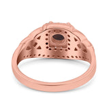 Cushion Cut Halo Round Natural Stone Ring