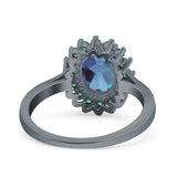 Art Deco Oval Natural Stone Floral Ring