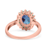 Art Deco Oval Natural Stone Floral Ring