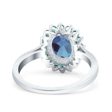 Art Deco Oval Natural Stone Floral Ring