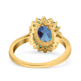 Art Deco Oval Natural Stone Floral Ring