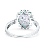 Art Deco Oval Natural Stone Floral Ring
