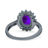 Art Deco Oval Natural Stone Floral Ring