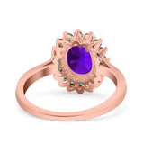 Art Deco Oval Natural Stone Floral Ring