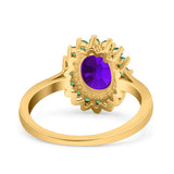 Art Deco Oval Natural Stone Floral Ring