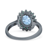 Art Deco Oval Natural Stone Floral Ring