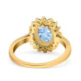 Art Deco Oval Natural Stone Floral Ring