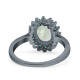 Art Deco Oval Natural Stone Floral Ring