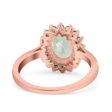 Art Deco Oval Natural Stone Floral Ring