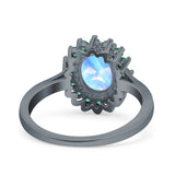 Art Deco Oval Natural Stone Floral Ring