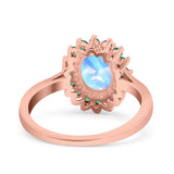 Art Deco Oval Natural Stone Floral Ring