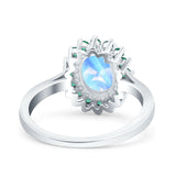 Art Deco Oval Natural Stone Floral Ring