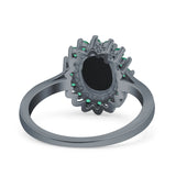 Art Deco Oval Natural Stone Floral Ring