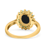 Art Deco Oval Natural Stone Floral Ring