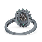 Art Deco Oval Natural Stone Floral Ring
