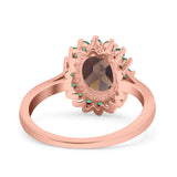 Art Deco Oval Natural Stone Floral Ring