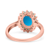 Art Deco Oval Natural Stone Floral Ring