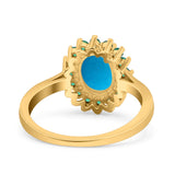 Art Deco Oval Natural Stone Floral Ring