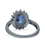 Art Deco Oval Natural Stone Floral Ring