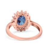 Art Deco Oval Natural Stone Floral Ring