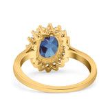 Art Deco Oval Natural Stone Floral Ring