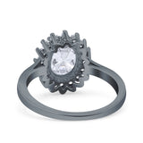 Art Deco Oval Natural Stone Floral Ring