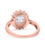 Art Deco Oval Natural Stone Floral Ring
