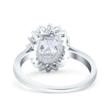 Art Deco Oval Natural Stone Floral Ring