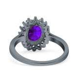 Art Deco Oval Natural Stone Floral Ring