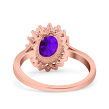 Art Deco Oval Natural Stone Floral Ring