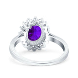 Art Deco Oval Natural Stone Floral Ring