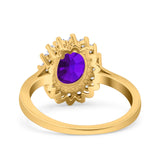 Art Deco Oval Natural Stone Floral Ring